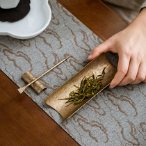 Pure copper handmade tea three-piece brass tea set tea ceremony accessories retro hammer tea lotus tea needle tea spoon tea shovel