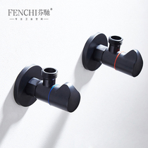 Fench full copper rotating corner valve black cold-heated thickened triangular valve pot ceramic pot toilet water valve