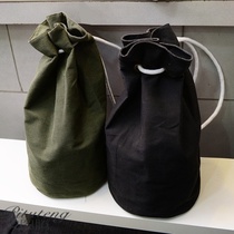 Leather totem basketball bag Canvas cylinder shoulder bag Men drawstring bundle pocket Bucket backpack travel bag Sports fitness
