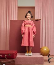 Dads home spot Jelly mallow Girls cute bubble sleeve dress 77