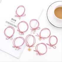Leather band hair rope headdress pink girl pendant Net red head rope female Korean fashion headstring bracelet dual use