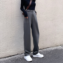 Suit pants womens straight loose 2021 new summer wide leg pants high waisted black casual Harlan mop pants