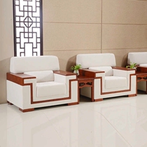 Synagogue New Solid Wood Furniture Office Meeting guest area VIP reception sofa single level cloth art tea table combination