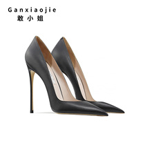 Dare Miss High heel Shoe 2022 Fall new fine heel pointed European and American Sexy black genuine leather Shallow Professional Women Shoes