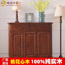  High-end peach blossom heart full solid wood shoe cabinet entrance foyer cabinet bucket cabinet shoe cabinet multi-purpose cabinet locker pure solid wood shoe cabinet