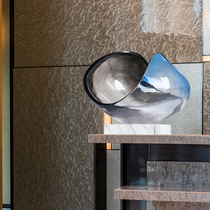 Golden round transparent sculpture synthetic resin ornaments hotel lobby hall club restaurant model room desktop decoration