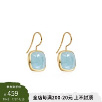 British Lucas Jack gold plated elegant Aquamarine color square ear hook earrings drop earrings earrings in stock