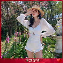 2021 new French style one-piece swimsuit women Summer Sanya South Korea Ins net red conspicuic spa sunscreen retro swimsuit