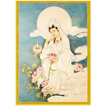 The boutique precision printing is easy to go with the view of the Shiyin Bodhisattva lotus lotus leaf white coat with the lotus Guanyin Cross embroidered kit