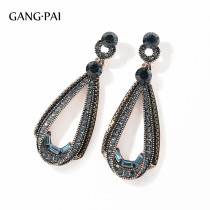 925 silver needle Advanced Ear drop female French Net red retro drop earrings temperament long earrings without ear hole