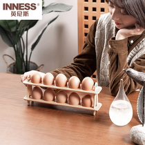 Innis rubber wooden egg rack storage box kitchen double-layer egg grid household countertop non-slip egg bracket