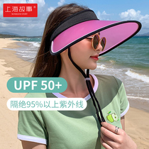 Shanghai Story Korean version of sunscreen Couple with air top anti-UV discoloration hollow top hat outdoor riding sun hat
