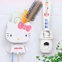 Toothbrush rack non-perforated wall wall-mounted automatic toothpaste artifact cute girl heart sticky toilet