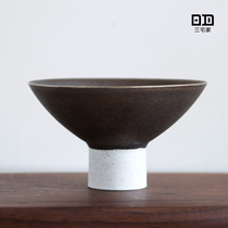 Miyake home tableware Original metal glaze Frosted glaze Ceramic rice bowl Japanese high-legged bowl Zen vegetarian tableware