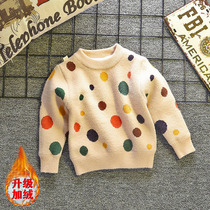 Girls with fluff 2021 new autumn childrens Western style pullover sweater male baby thickened base shirt tide