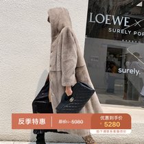 Mink coat female whole mink grass coat female hooded mid-long fashion mink Haining young 2020 new