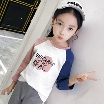  Girls t-shirt long-sleeved Western style new spring and Autumn childrens bottoming shirt Girls clothes womens big childrens casual cotton T-shirt