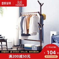Nordic floor hanger solid wood clothes rack simple home bedroom hanger floor bedroom wooden coat rack