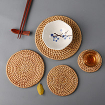 Rattan woven tea mat Coasters Vietnamese autumn rattan Japanese pot mat Zen tea ceremony accessories Household tea tray Table mat Insulation mat