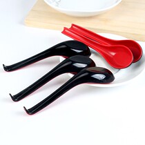 Kitchen practical red and black high temperature melamine spoon Imitation porcelain long handle spoon Anti-scalding non-slip drinking spoon Noodle spoon