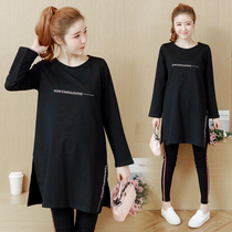 2020 plus size extra large maternity spring clothing set mid-length loose T-shirt long sleeve top fat MM200 jin fashion