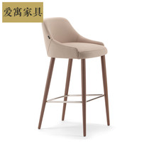 Nordic solid wood bar chair simple backrest bar chair modern creative bar reception high chair