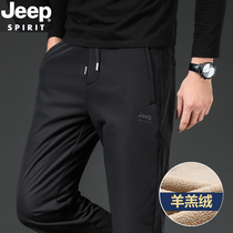 JEEP jeep sportswear men add velvet and thick lamb velvet sweatpants winter warmth leisure pants men straight trousers