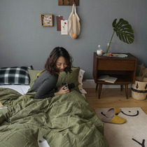 Four sets of summer pure cotton high-grade new frontier cotton princess wind fairy gas 100 pure color quilt cover all cotton bed linen Spring