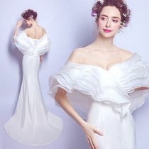 Angels wedding dress dream shoulder white catwalk host fishtail wedding evening dress wholesale 2769