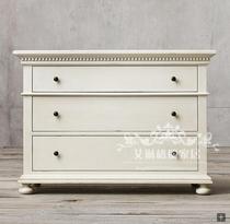 American countryside solid wood hopper cabinet storage cabinet retro to make old white chest of drawers Cabinet Furniture Custom-made