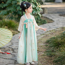 Han-suited girl summer children Chinese wind improved long sleeve and chest dress antique dance dress super-fairy
