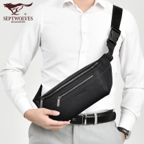 Seven Wolves Chest Bag Men Genuine Leather Pocket Skew Satchel Single Shoulder Headlining Bull Leather Bag Business Light Extravagant Manbag Large Capacity
