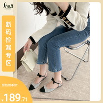 (Broken code pick-up) is gentle ~ little fragrant wind butterfly knot color tip Baotou flat bottom sandal womens shoes summer