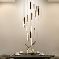 Nordic creative stairwell rotating complex building chandelier modern simple personality dining room living room led long chandelier
