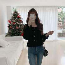 2021 Spring and Autumn New Korean version of retro port flavor velvet advanced sense square collar shirt women long sleeve design sense minority