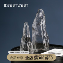 Creative rockery glass vase transparent vase ornaments model room living room wine cabinet soft decoration decoration light luxury