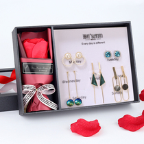 One week set advanced ear clip without ear hole week long earrings Korean temperament birthday gift for girlfriend