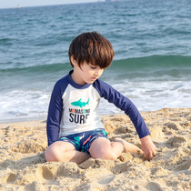 Childrens swimsuit long-sleeved boy split cute shark boy CUHK Scout professional speed Dry 2022 New