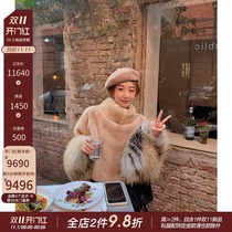 CC fur golden powder family imported new cloak mink fur coat women mink fur coat winter