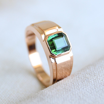 (Customized section) square electro-optic green beyondite male ring male ring male ring 18K rose gold color gold fashion money
