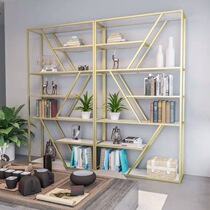 Nordic iron shelf light luxury partition screen display rack landing solid wood bookshelf decoration rack floor display rack