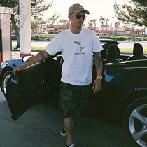 Tide brand Yu Wenle Hong Kong style loose short-sleeved mens tide t-shirt diamond printing mens round neck trend all-match new