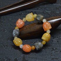 20# Natural Xinjiang Gobi jade bracelet owl color color jade original stone hand