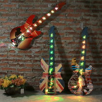 Vintage wrought iron guitar LED Wall Wall creative room bar restaurant instrument model pendant wall decoration