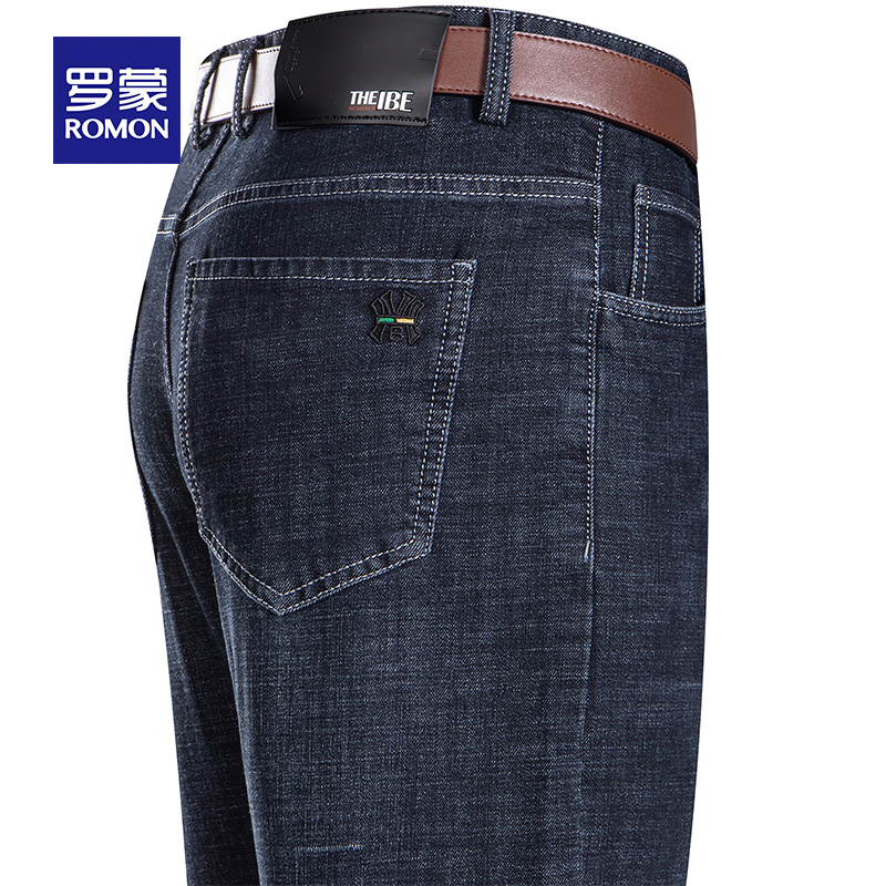 Romon straight jeans men loose straight high-end casual tooling trousers Business trend large size pants men