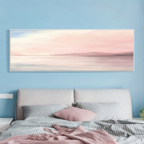 Nordic warm bedroom decoration painting horizontal version ins Wind bedside hanging painting abstract master bedroom long living room murals pink