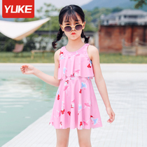 Childrens swimsuit girls middle and large childrens summer one-piece swimsuit 2021 new princess girl sunscreen quick-drying swimsuit