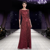 Mother-in-law wedding dress Mother-in-law banquet noble mother-in-law wedding dress Mother-in-law wedding dress thin dress long section