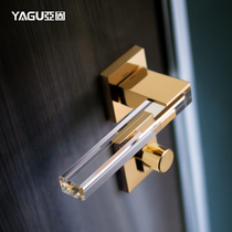 Asiatique Door Lock Indoor Bedroom Room Door Lock Nordic Solid Wood Split Door Lock Minimalist Light Luxury Gold Crystal Door Lock