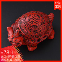 New product Yangzhou lacquerware red carved lacquer retro Dragon turtle ornaments Chinese characteristics gifts for foreigners